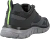 A rear view of a gray Skechers sport shoe with a green stripe on the heel tab. Anteprima dell’immagine prodotto