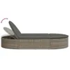 vidaXL Doppel-Sonnenliege mit Kissen Grau Poly Rattan Produktbild-Vorschau 6