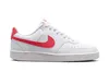 A white Nike Court Vision Lo NN sneaker with red accents is shown against a white background. Produktbild-Vorschau