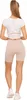 A woman is shown from the back, wearing a white t-shirt and beige shorts. Produktbild-Vorschau