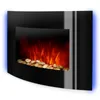 A modern electric fireplace with a curved black frame and a realistic flame effect. Podgląd zdjęcia produktu