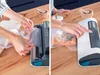 A split image showing a person using a vacuum sealer machine to seal food in plastic bags. Anteprima dell’immagine prodotto