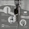 A close-up marketing image of a heating element for a radiator, highlighting its features with text overlays and diagrams. Náhľad obrázku produktu