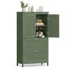 A green bathroom cabinet with two doors and two drawers, set against a white background. Náhled obrázku produktu