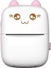 A front view of a white and pink mini cat-themed thermal printer. Produktbild-Vorschau