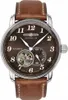 A close-up studio shot of a men's wristwatch with a brown dial and leather strap. Náhled obrázku produktu