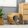Pawhut kattenhol van riet, 2-in-1 design, kattenmand met Productafbeelding-voorbeeld 2