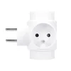 A white electrical adapter with three sockets and two prongs, isolated on a white background. Anteprima dell’immagine prodotto