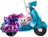 A glass ornament shaped like a colorful retro scooter. Produktbild-Vorschau