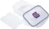 A clear plastic food storage container with its lid off, showing the inside of the container and the lid separately. Náhľad obrázku produktu