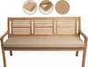 A wooden bench with a beige cushion, shown with three circular insets highlighting the cushion's features. Produktbild-Vorschau