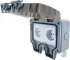 A close-up, studio shot of a grey, outdoor-rated electrical outlet box with two sockets, its lid open. Anteprima dell’immagine prodotto