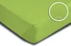A close-up view of a green jersey fabric sheet, with a circular inset showing a magnified view of the fabric texture and the word 'Jersey'. Produktbild-Vorschau