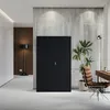 A black metal filing cabinet is shown in a modern office setting. Voir les images du produit