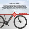 A close-up marketing image of an e-bike, highlighting its features with overlaid text and graphics. Produktbild-Vorschau