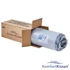 A rolled-up mattress is partially unboxed, with the cardboard packaging open. Voir les images du produit