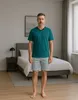 KB Schlafanzug Herren kurz Pyjama Nachtwäsche Türkis Größe Produktbild-Vorschau 2