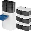 A white aquarium filter with black filter cartridges and a blue tray. Produktbild-Vorschau