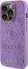 A close-up side view of a purple iPhone case with a stamped Guess logo pattern. Anteprima dell’immagine prodotto
