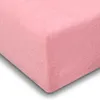 A close-up, angled view of a pink jersey fitted sheet. Produktbild-Vorschau