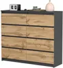 VBChome Comò con 8 cassetti antracite con rovere 120 x 39 x Anteprima dell’immagine prodotto 4