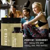 People in a gym setting with product packaging. Produktbild-Vorschau