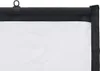A close-up view of the top edge of a white projection screen with a black border and a black roller bar at the top. Náhled obrázku produktu