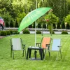 A garden scene with chairs, a table, and an umbrella. Voir les images du produit