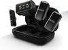 A product shot of a Rode Wireless Micro Camera Kit, showing the receiver, two transmitters, and the charging case. Voir les images du produit