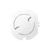 A white plastic electrical outlet cover with a circular opening and three indentations, presented against a white background. Produktbild-Vorschau
