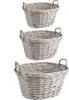Three woven baskets of varying sizes are stacked vertically against a white background. Produktbild-Vorschau