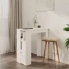 A white bar table with a built-in shelf is shown in a room with a plant and curtains. Náhled obrázku produktu