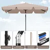 A patio umbrella shown against a sky background, with close-up insets detailing its features. Produktbild-Vorschau