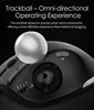 A close-up marketing image of a black trackball mouse with a silver trackball, highlighting its features. Produktbild-Vorschau