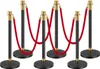 Six stanchions with red ropes are arranged in a line against a white background. Produktbild-Vorschau