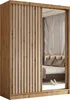 A wardrobe with sliding doors, one of which is a mirror reflecting a bedroom scene. Náhled obrázku produktu