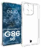 A clear phone case is shown next to a phone displaying a turtle image on its screen. Produktbild-Vorschau