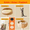 A collage of images showcasing features of a cat tree, including a basket bed, a cat playing with a toy, a scratching post, and another cat resting in a bed. Produktbild-Vorschau