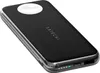 A black Satechi Quatro Wireless Power Bank with a white charging pad on top, shown from a diagonal angle on a white background. Produktbild-Vorschau