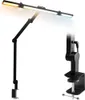 A black adjustable desk lamp with a long LED light bar is shown against a white background. The light bar emits a gradient of warm yellow to cool blue light. Náhled obrázku produktu