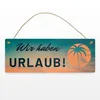 Wir haben Urlaub Metallschild mit Sonnenaufgang und Palmen Produktbild-Vorschau 2