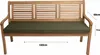 A wooden bench with a green cushion, shown from the front with dimensions indicated. Produktbild-Vorschau