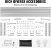 A collection of metal parts and accessories for a portable sawmill, along with a toolkit and gloves, presented against a light gray and white background. Produktbild-Vorschau