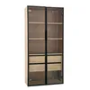 Merax Glasvitrine 2er-set, mit LED, 4 Türen, 4 Schubladen, Produktbild-Vorschau 9