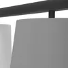 A close-up view of a black bar and two lampshades, one gray and one white, against a white background. Voir les images du produit