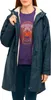 A woman wearing a teal parka and a purple graphic sweatshirt. Produktbild-Vorschau