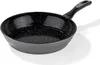 A black frying pan with white speckles and a black handle is shown on a white background. Produktbild-Vorschau