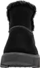 A front view of a black winter boot with fur trim. Voir les images du produit