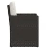 A side view of a black rattan armchair with a white cushion. Voir les images du produit