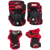 A set of Marvel Avengers themed protective gear for children, including knee pads and elbow pads, laid out on a white background. Produktbild-Vorschau